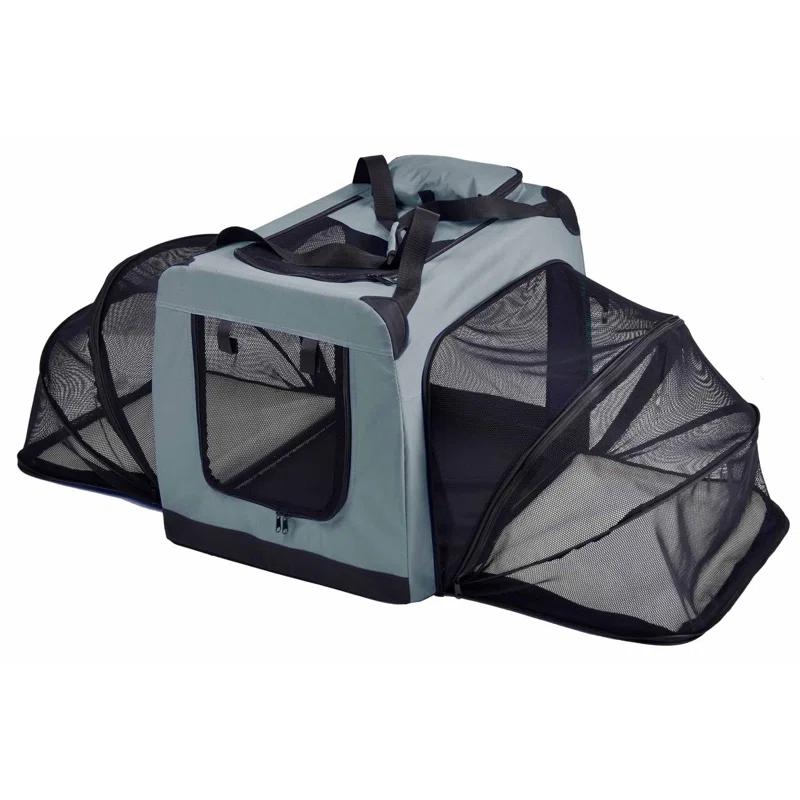 Pet Life 'Hounda Accordion' Metal Framed Soft-Folding Collapsible Dual-Sided Expandable Pet Dog Crate
