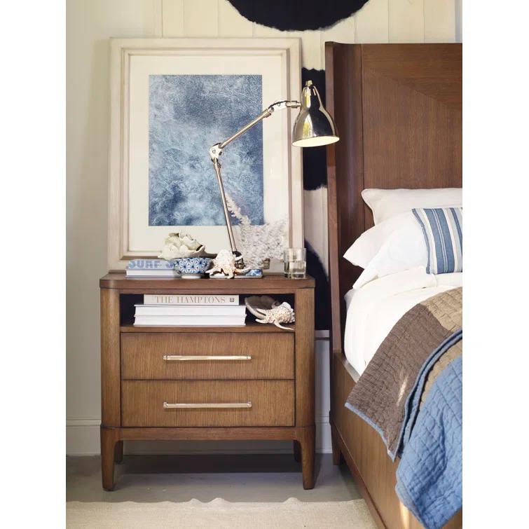 Bowery Dark Brown Oak 2-Drawer Nightstand