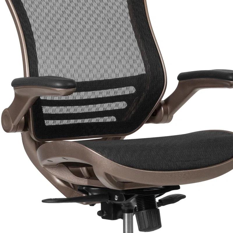 Flash Furniture Mignone Mid-Back Transparent Mesh Office Chair with Flip-Up Arms