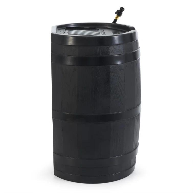 FCMP Outdoor FCMP Outdoor 45 Gallon Outdoor Rain Water Catcher Barrel Container, Black