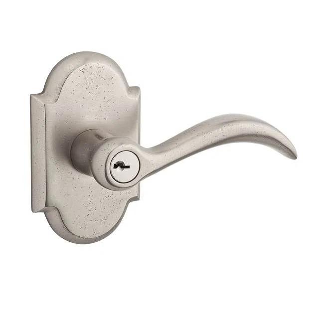 Baldwin ENARCRAR481 Arch Keyed Door Lever with Rustic Arch Rose