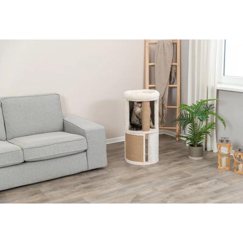 TRIXIE TRIXIE Giorgia 32-in Cat Tower, Combo Plush & Sisal Covered Surfaces, Scratching Posts, Indoor Cat Condo with Padded Bed
