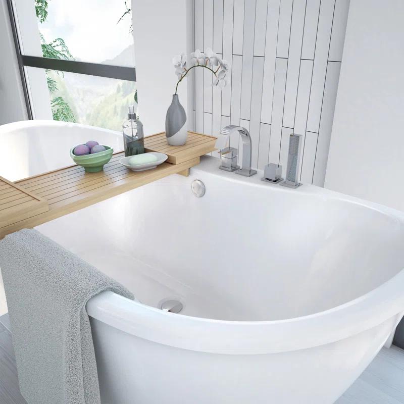 60" L x 32" W Free Standing Soaking Acrylic Bathtub