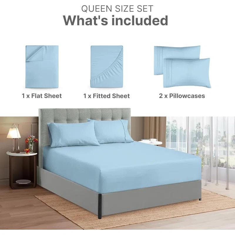 4 Piece Ultra Soft & Cooling Deep Pocket Sheet Set Brushed Hotel Luxury Bed Sheets
