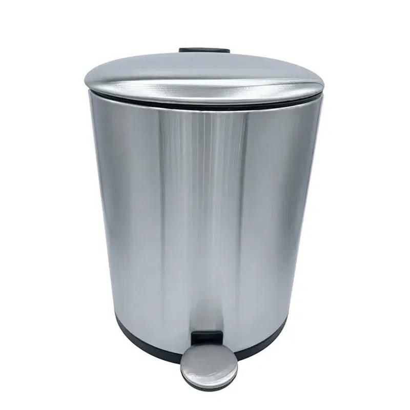 Home Mart Goods 10" Tall Chrome Stainless Steel Step Garbage Can With Removable Inner Bucket, Soft-close Metal Waste Basket With Foot Pedal