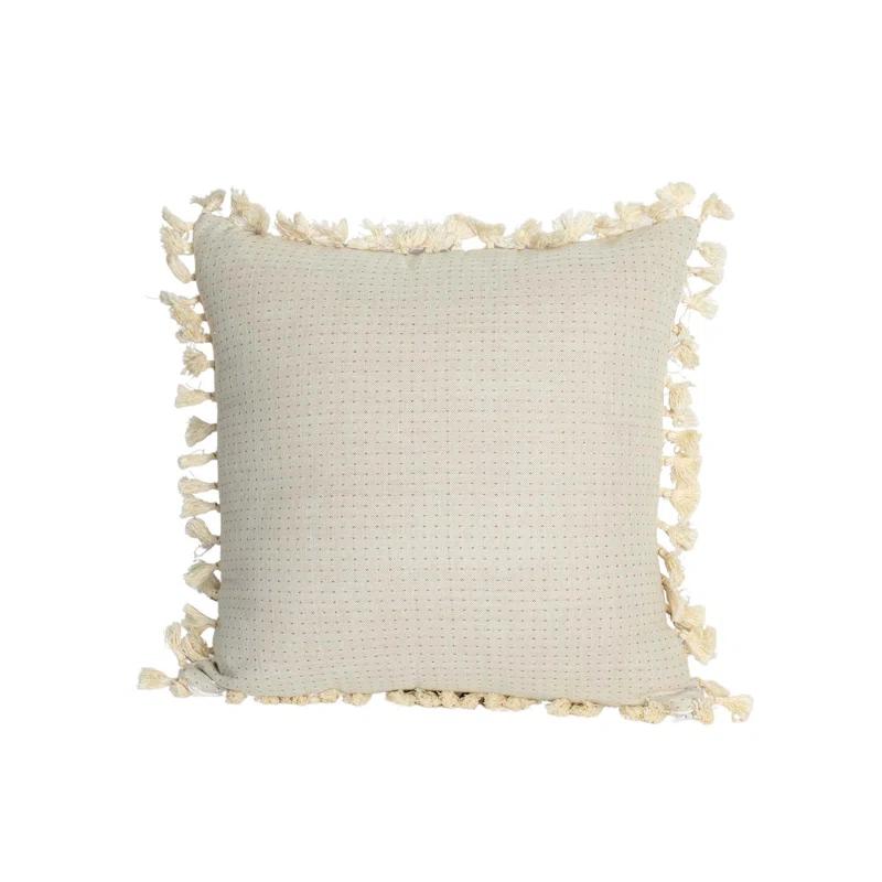 Boho Tassels Cotton Reversible Throw Pillow
