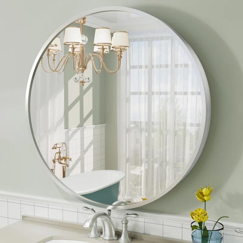 Amara Round High Quality Aluminum Alloy Framed French Cleat Mounted Wall Decor Bathroom Vanity Mirror with 5-Year Warranty