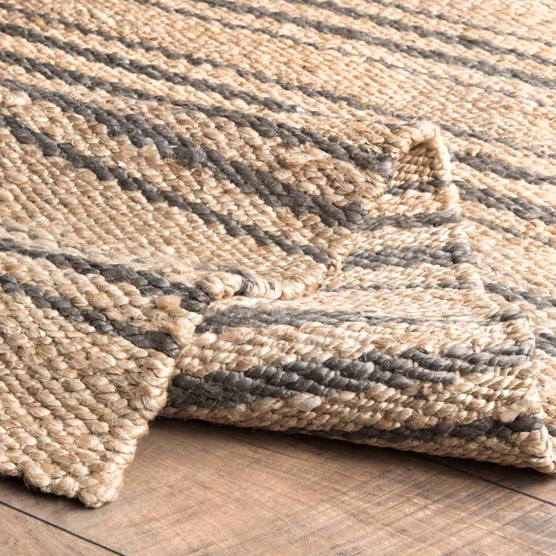 Beachcrest Home™ Natural Sycamore Striped Jute Area Rug