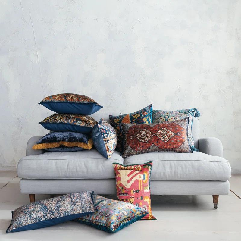 Creative Co-Op Silk Fringed Pillow