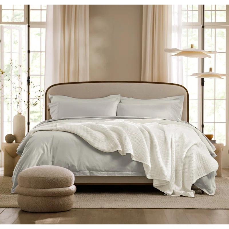 King White Organic Cotton Waffle Weave Throw Blanket