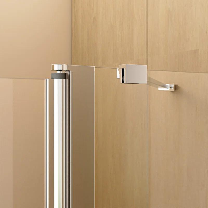 43"W x 58"H Frameless Folding Pivot Bathtub Door with 6mm Thick Clear Tempered Glass Door