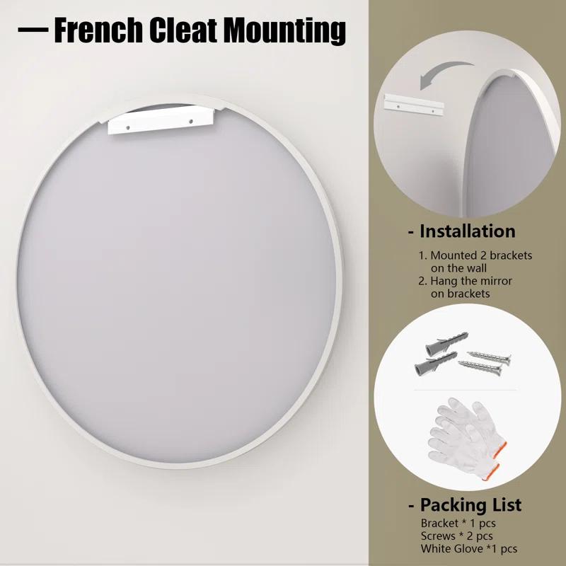 Amara Round High Quality Aluminum Alloy Framed French Cleat Mounted Wall Decor Bathroom Vanity Mirror with 5-Year Warranty