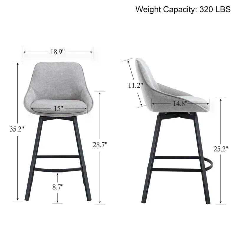 Corrigan Studio® Absalom Swivel 25.6'' Counter Stool (Set of 2)