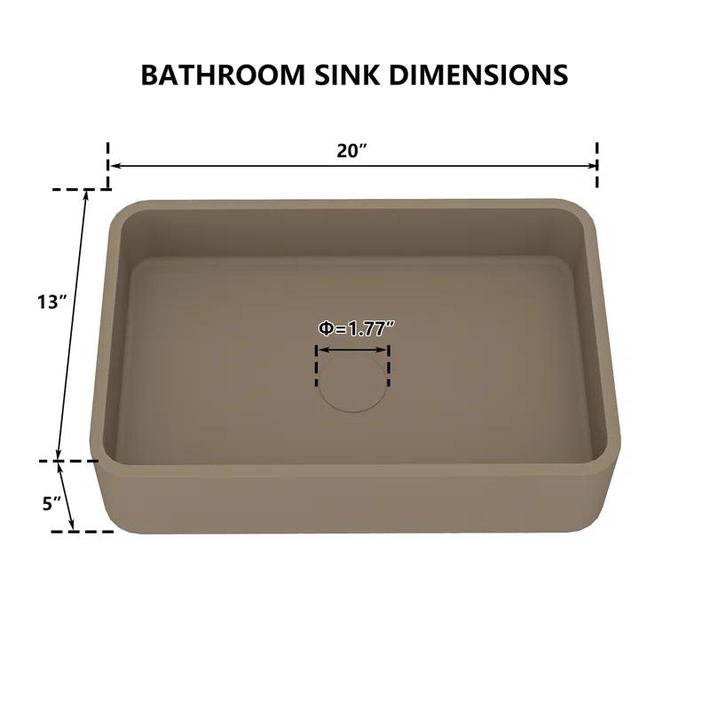CASAINC Maple 12.79'' Concrete Rectangular Bathroom Sink