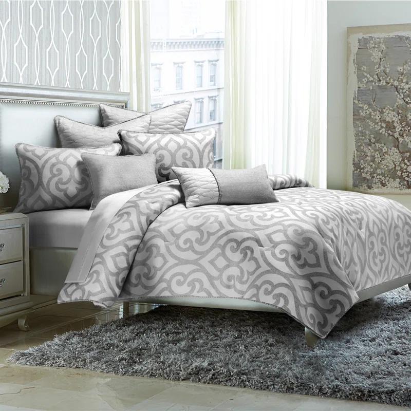 Michael Amini Canterbury Comforter Set - Silver