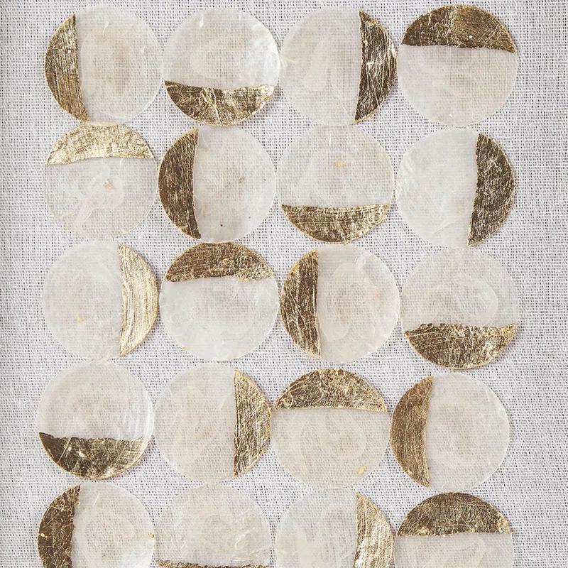 Mercury Row® Zeringue Emblem Natural Capiz with Gold Foil Shadowbox Wall Décor (Set of 2)