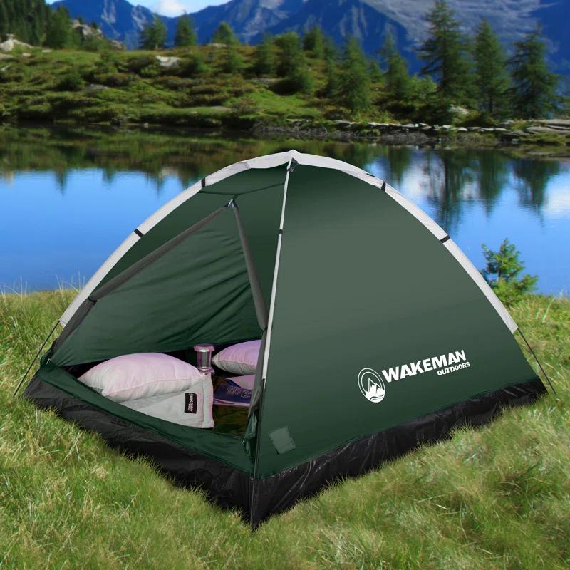 wakeman Wakeman Outdoors 2 Person Camping Tent with Rain Fly and Carrying Bag- Lightweight, Water Resistant