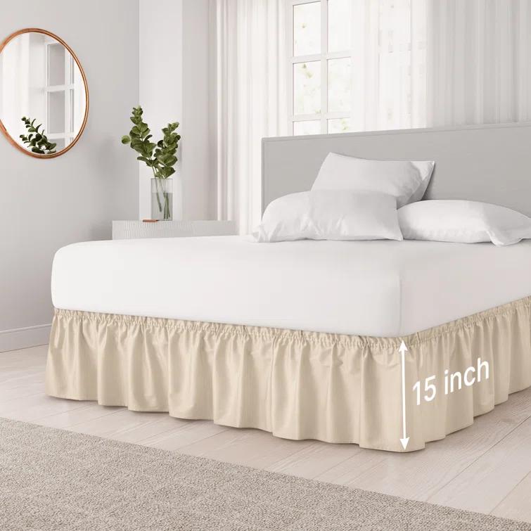 CGK Linens Ruffled Elastic Wrap Around Tailored Bed Skirt