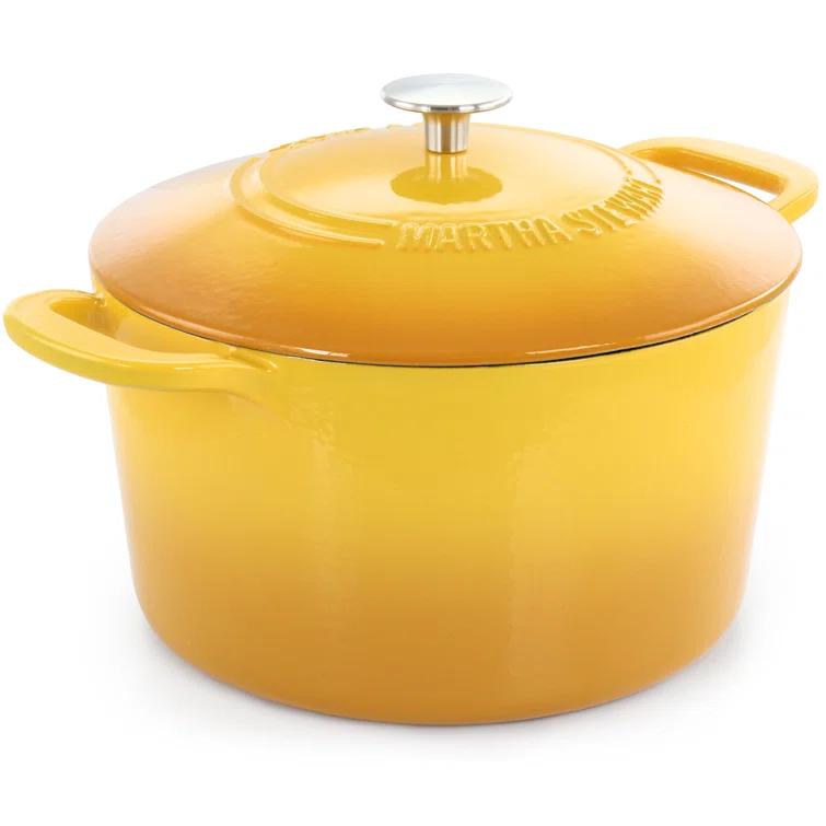 Martha Stewart Martha Stewart 7 Quart Enameled Cast Iron Dutch Oven With Lid In Yellow Ombre