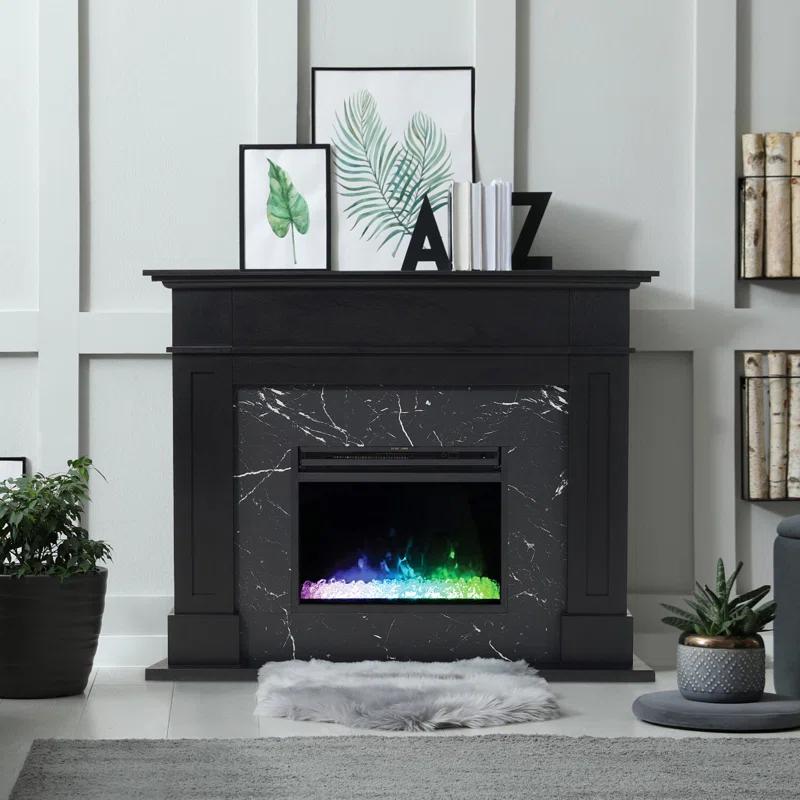 Cambridge Cambridge Sofia 53-in. Electric Fireplace Mantel in with Black Marble Inlay and Crystal Rocks