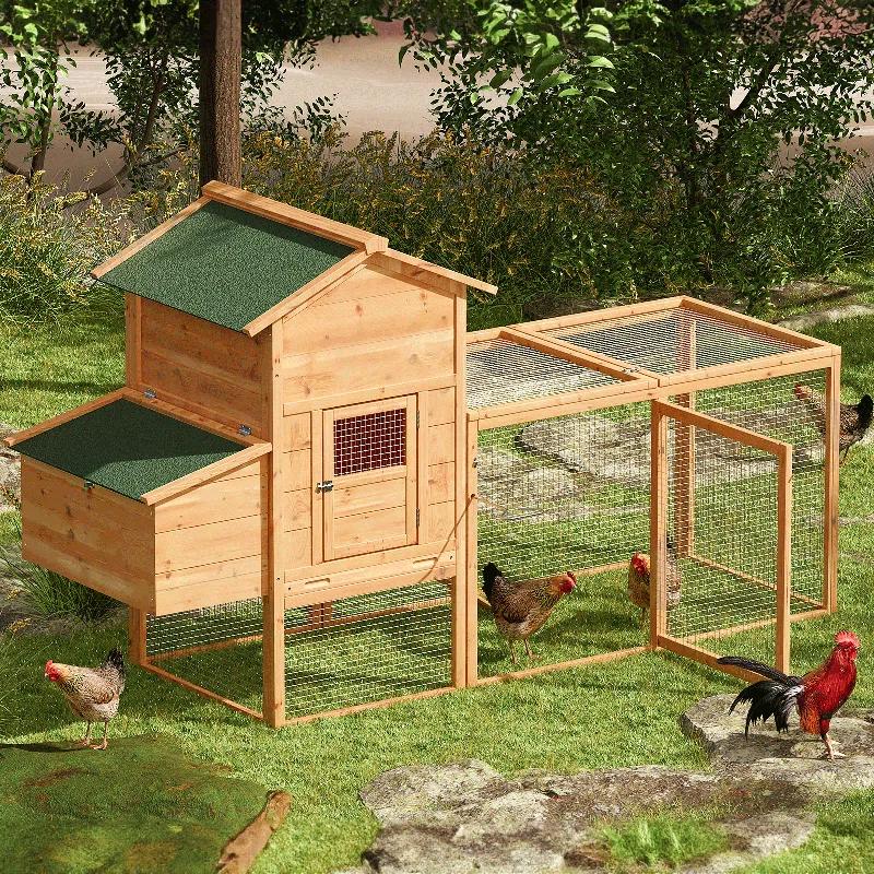 Archie & Oscar™ Allain Outdoor Chicken Coop with Nesting Box, 80" Wood Rabbit Hutch Poultry House Run Cage Enclosure