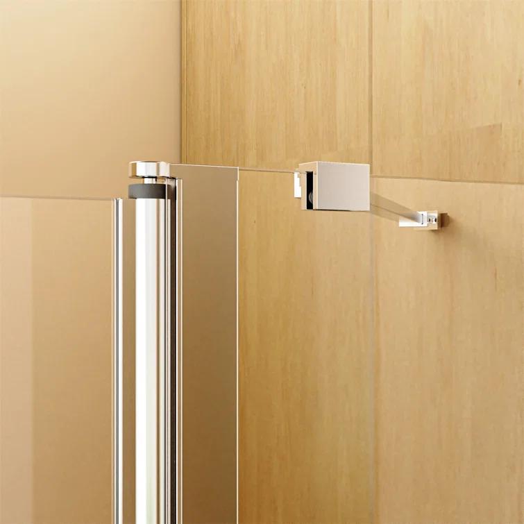 43"W x 58"H Frameless Folding Pivot Bathtub Door with 6mm Thick Clear Tempered Glass Door