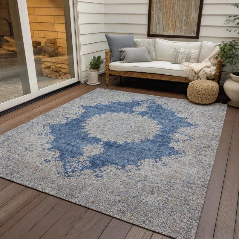 Machine Washable Indoor/Outdoor Chayden ACN1003 Navy