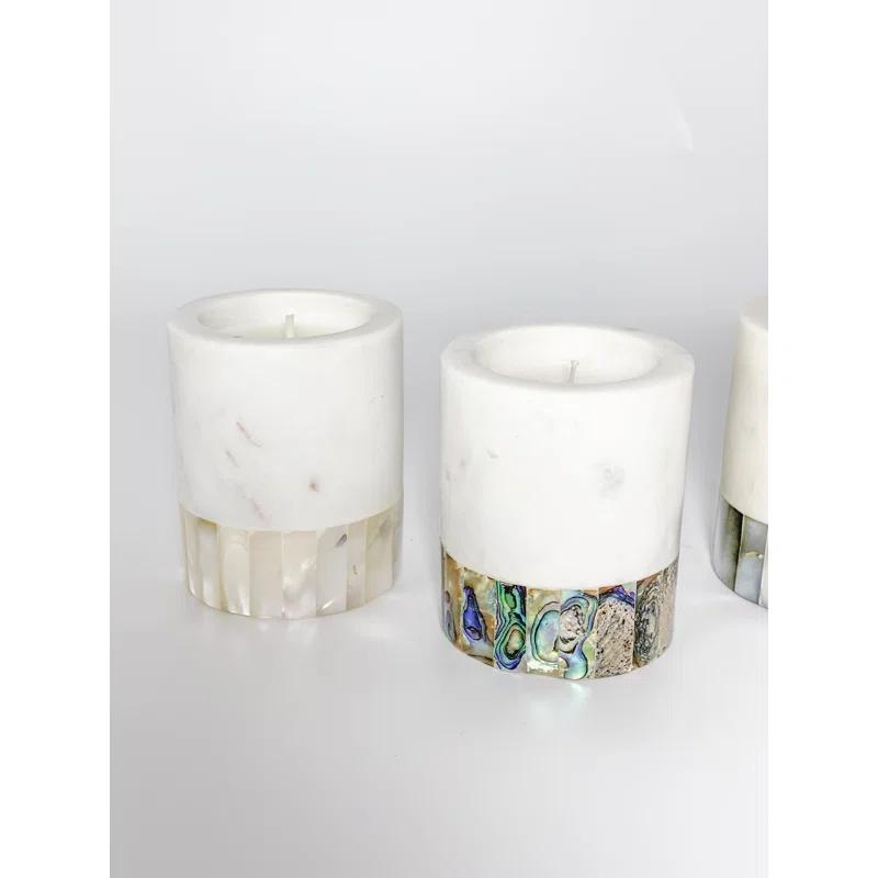 Anaya Mother Of Pearl Marble Lemongrass Scented Votive Candle