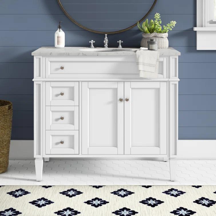 Rivers 40" Free-Standing Single Bathroom Vanity Set with Marble Vanity Top