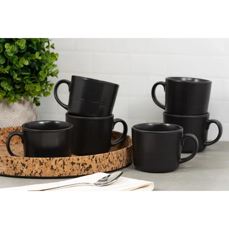 Ten Strawberry Street Double Line 3.75"/12 Oz Mug, Set Of 6 (Set of 6)