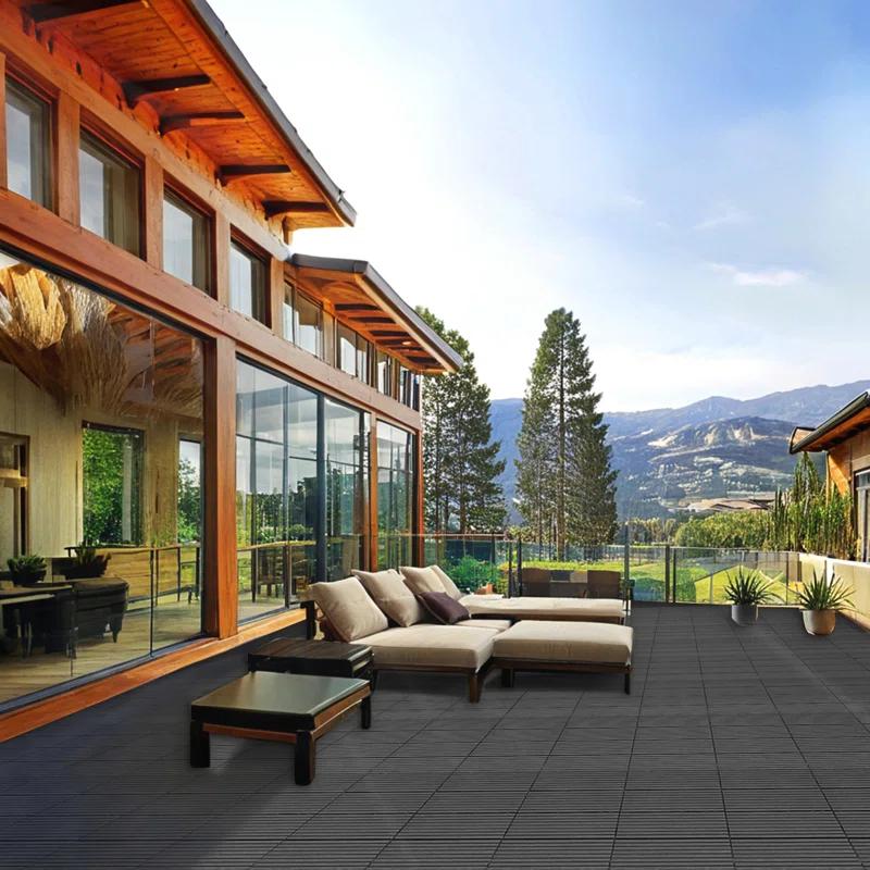 SHANRUGUOJI Wood Plastic Composite Deck Tiles Set Of 20Pcs, Composite Decking Resist Rust, Water, Weather, Easy To DIY & Maintain, Indoor&Outdoor,Ideal For Patios, Balconies, Rooftops, Decks, 12X12in