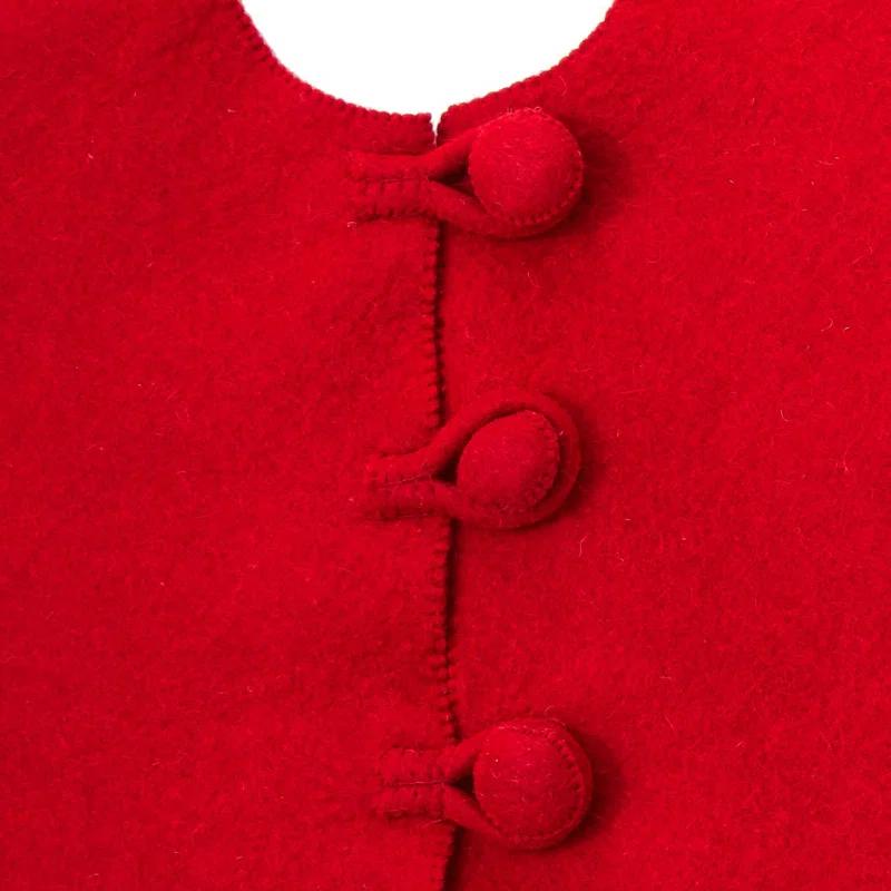 Arcadia Home Cream Reindeer on Red Christmas Tree Skirt in Hand Felted Wool - 60"/72"