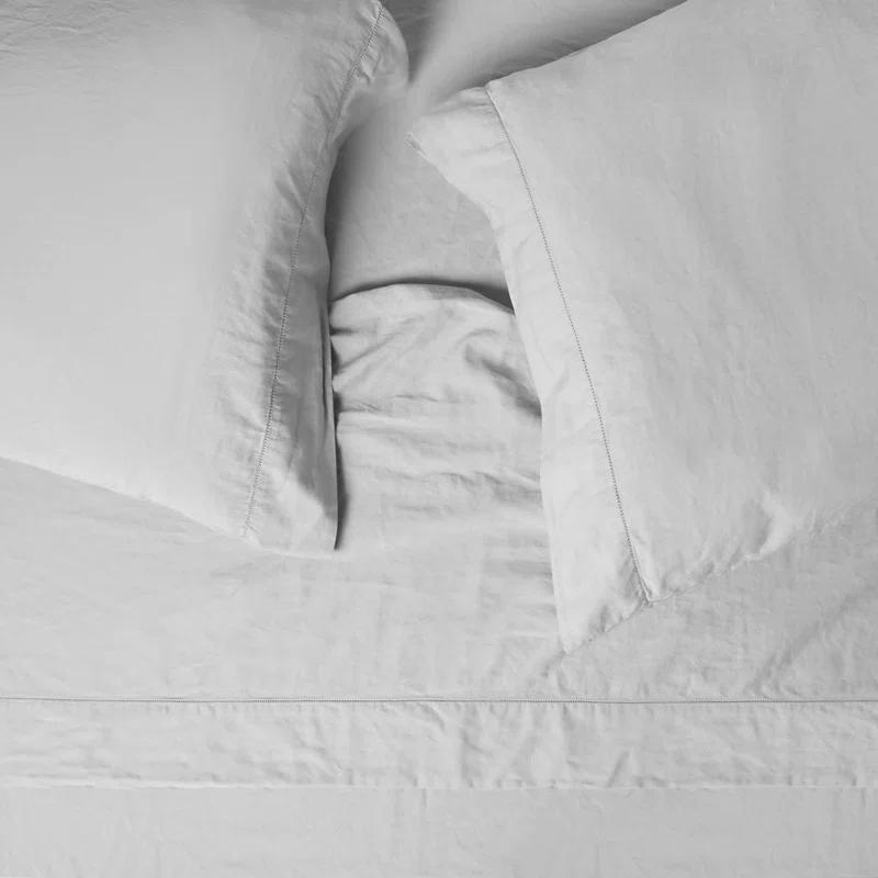 Jennifer Adams Home Relaxed Long-Staple Garment-Washed Cotton 4pc. Percale Sheet Set