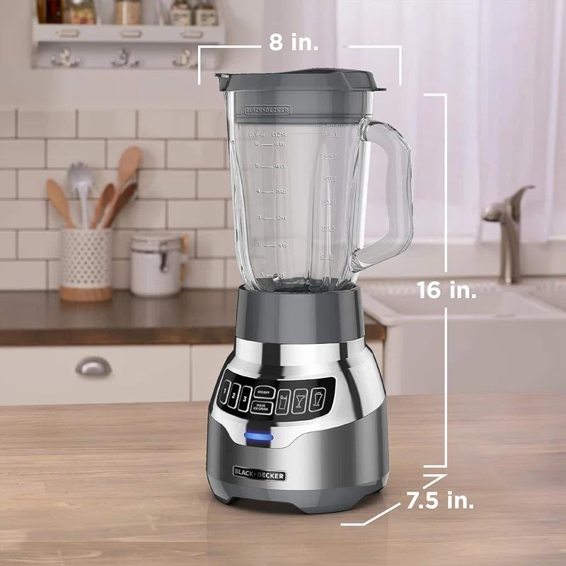 BLACK+DECKER BLACK+DECKER PowerCrush Digital Blender with Quiet Technology, Stainless Steel, BL1300DG-T
