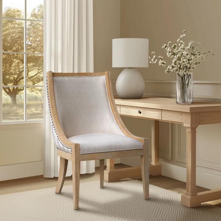 Martha Stewart Martha Stewart Elmcrest Wood Upholstered  Dining Chair with Nailhead Trim