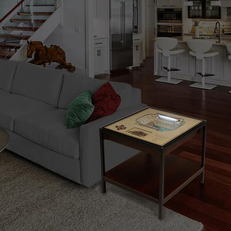 YouTheFan Glass Top End Table