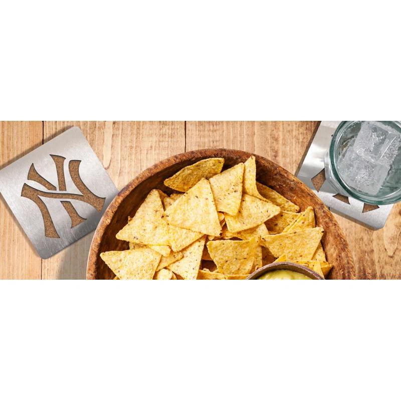 YouTheFan Stainless Steel Square 4 Piece Coaster Set (Set of 4)