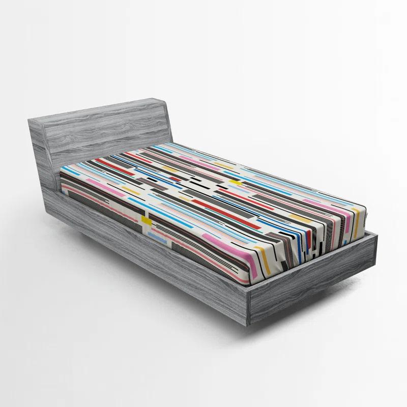 Ambesonne Microfiber Striped Fitted Sheet