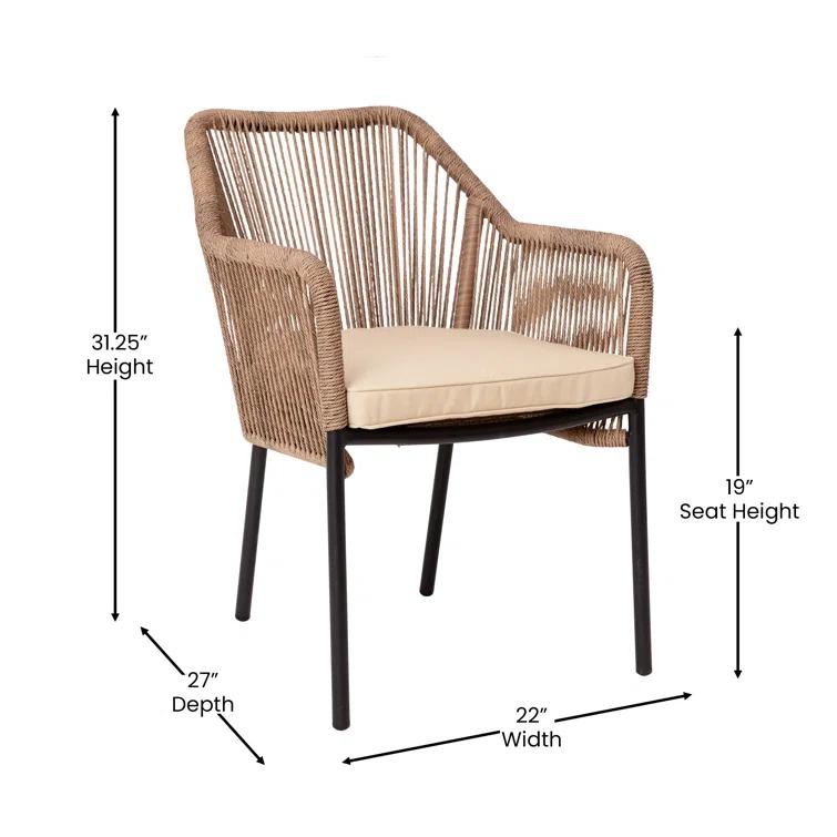 Taylor & Logan Kyla Metal Outdoor Stacking Dining Armchair with Cushion (Set of 2)