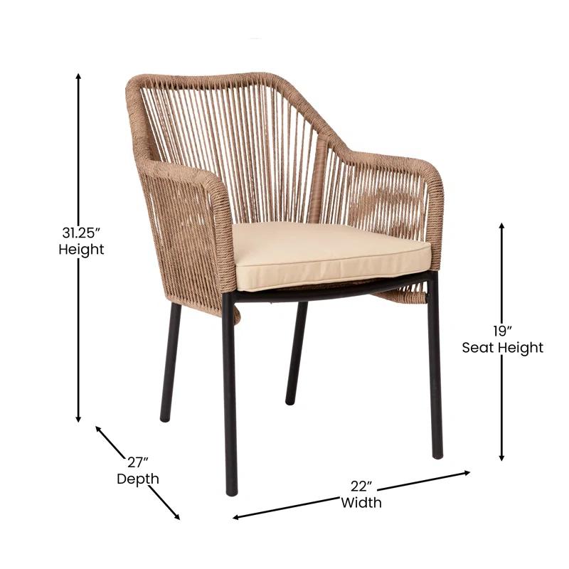 Taylor & Logan Kyla Metal Outdoor Stacking Dining Armchair with Cushion (Set of 2)