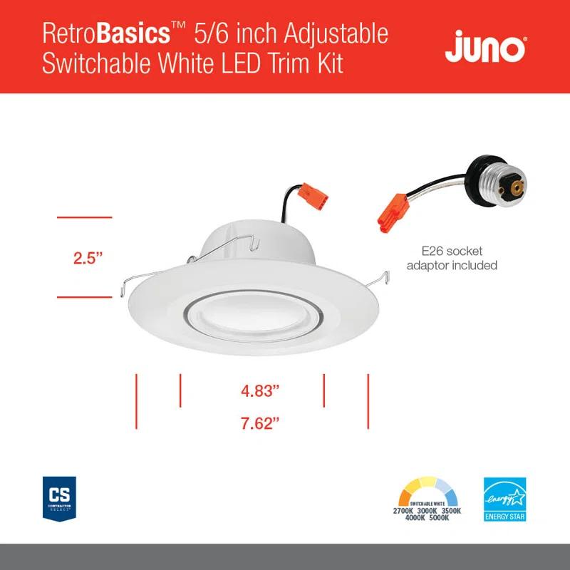Juno RB56A SWW5 MW M6 6'' Selectable Color Temperature Dimmable IC Rated Standard Recessed Lighting Kit