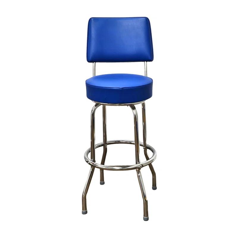 Retro Home Single Ring Upholstered Swivel Bar & Counter Stool with Back