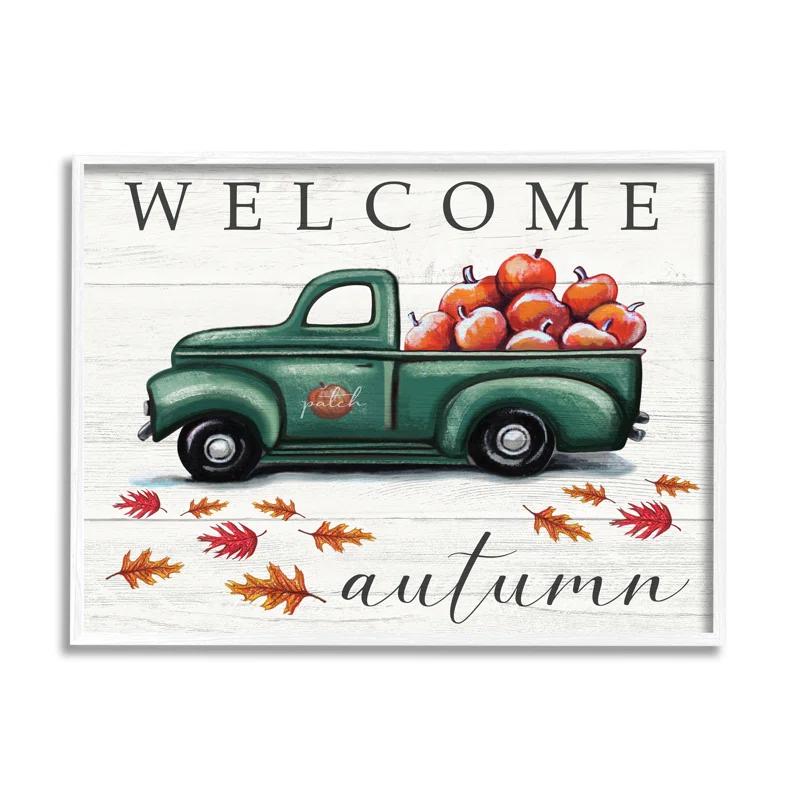 Stupell Industries " Green Farm Truck Autumn "