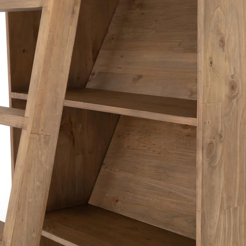 Haiden Dark Charcoal Solid Pine Bookshelf with Ladder