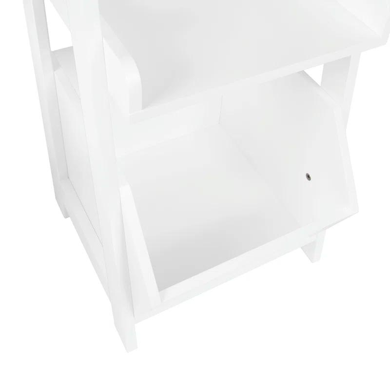 RiverRidge Home RiverRidge Kids 4-Tier 13in Ladder Shelf Toy Organizer and Book Storage with 3 Open Display Shelves- White with Two 5" Fabric Bins