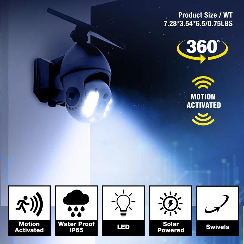 Bell + Howell LED Solar Powered Outdoor Security Spotlight with Motion Sensor