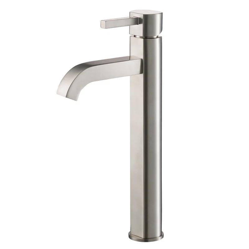 Kraus FVS-1007-PU-10SN Kraus Ramus Vessel Mixer Single-Handle Bathroom Faucet with Matching Pop-Up Drain