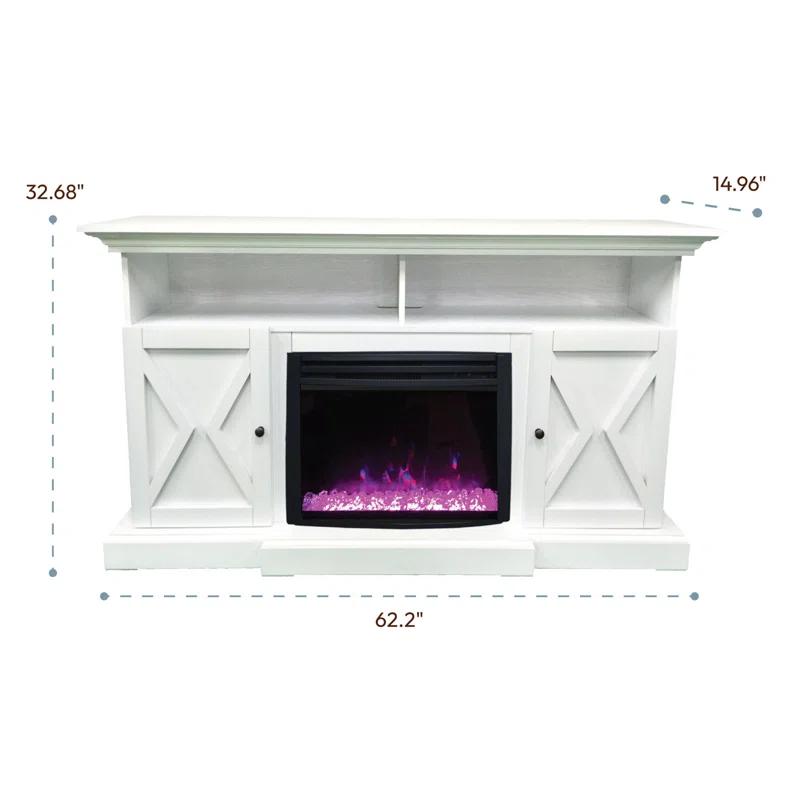 Cambridge Cambridge Summit 62-In. Farmhouse Fireplace TV Stand with Crystal Rocks Display