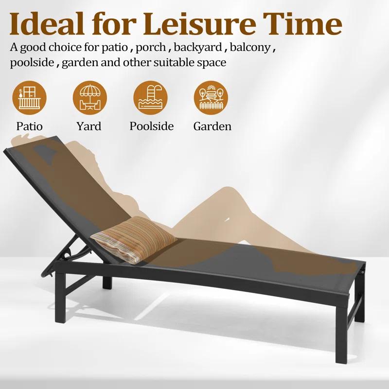 Blevens Outdoor Aluminum Chaise Lounge (Set of 2)