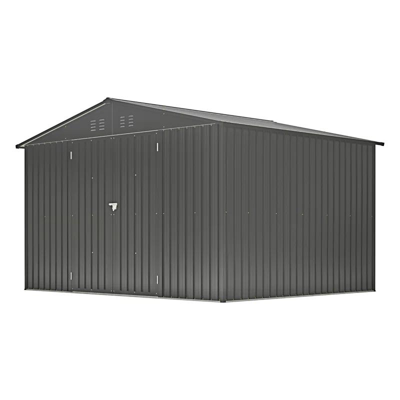 Wentygam 10X8 FT Outdoor Storage Shed, All Weather Metal Sheds With Lockable Doors, Tool Shed For Garden, Patio, Backyard, Lawn, Black